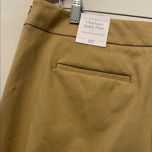 Talbots khaki Chatham ankle pants Side zip Size 12P New - Picture 3 of 8